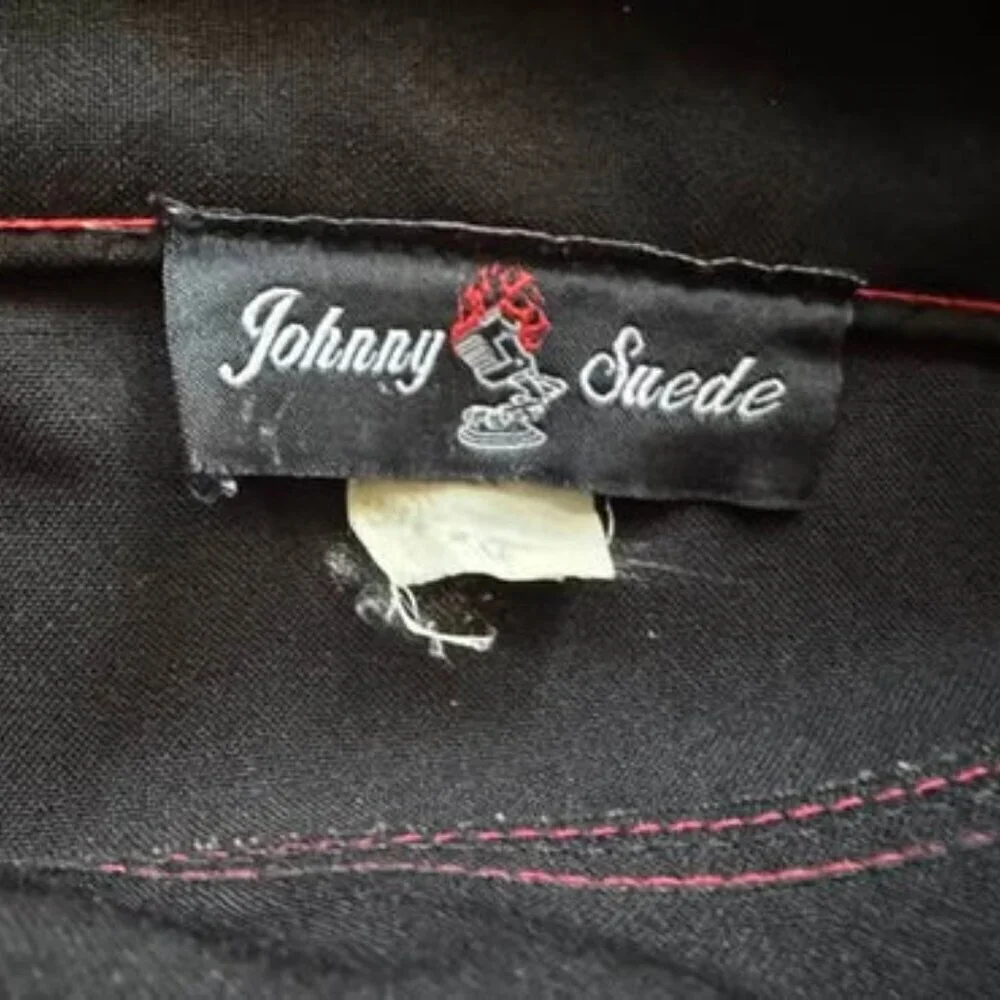 90s Vintage Johnny Suede Flame Embroidered Lightweight Dress Pants